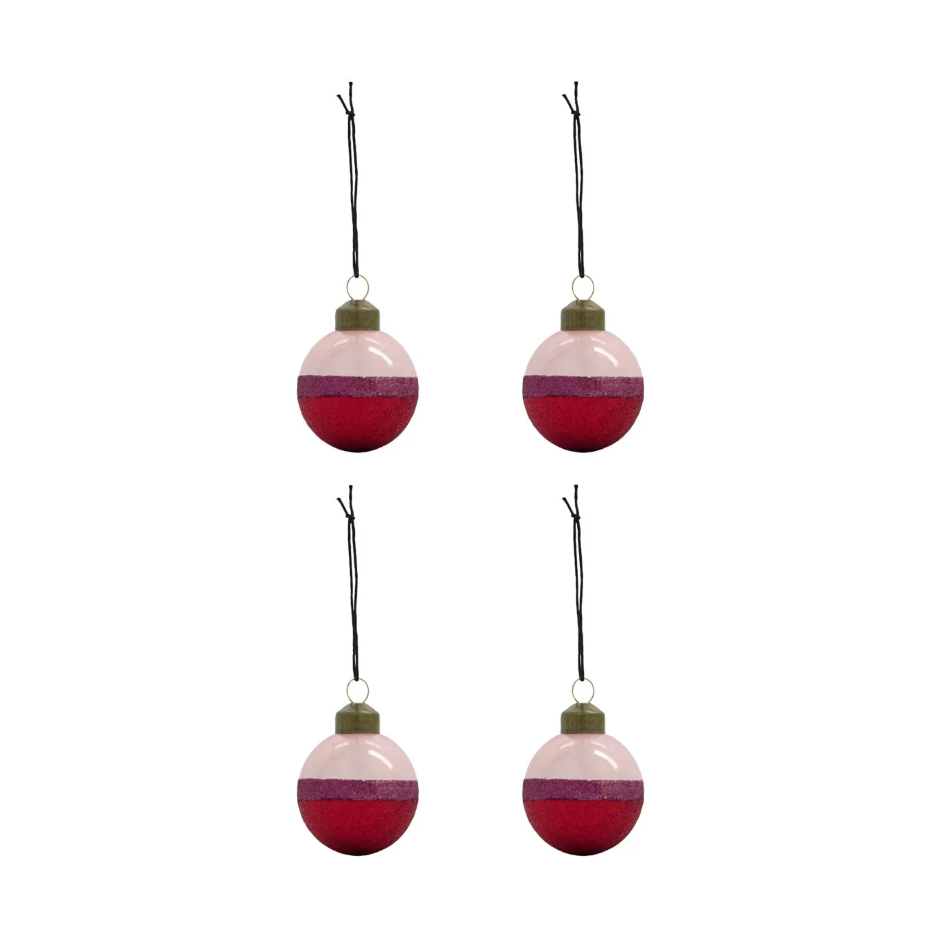 Bolas de Navidad Stripe Ø8 cm, 4-pack, Rosa-rojo House Doctor