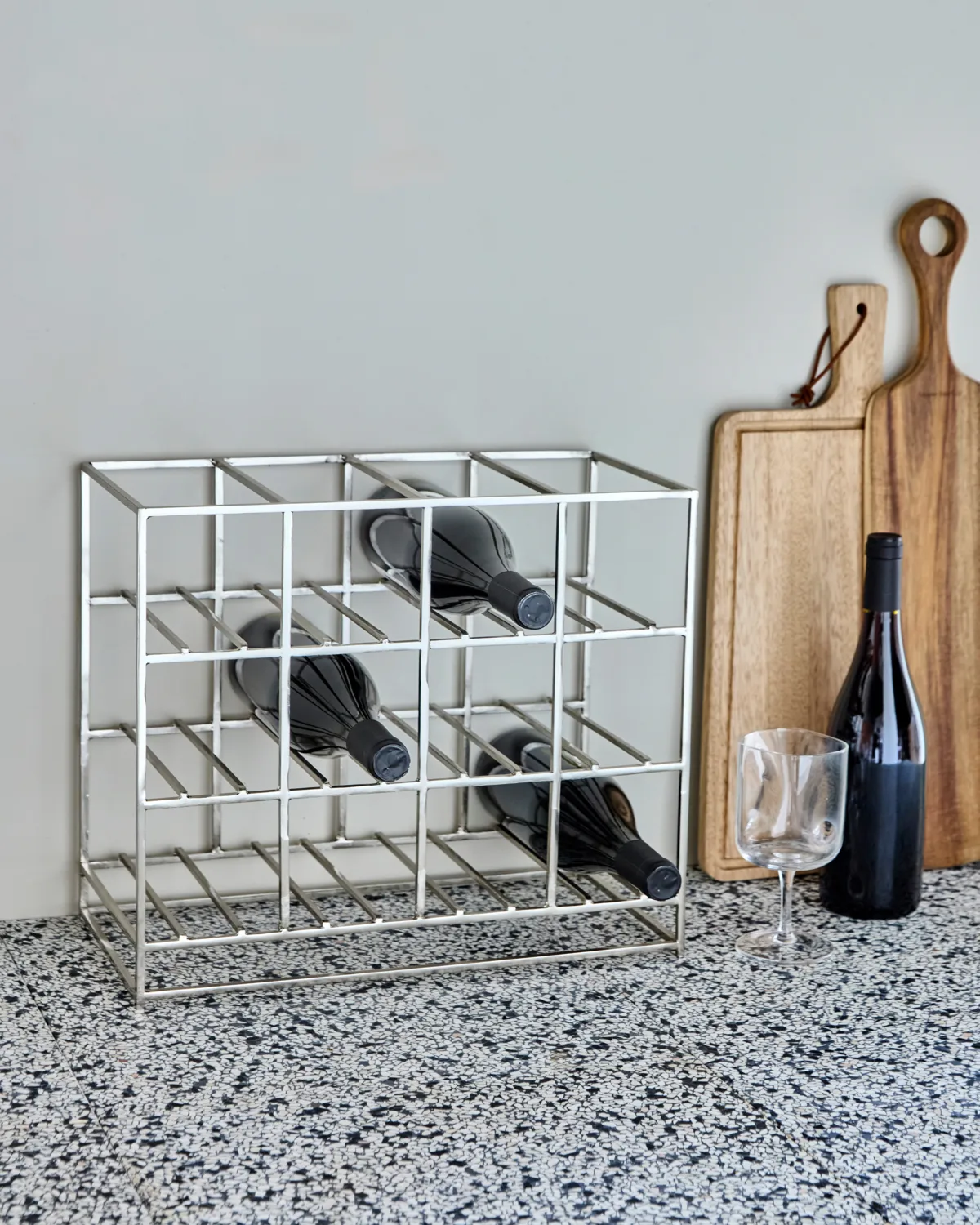 Botellero House Doctor para 12 botellas 41x35 cm, Acabado en plata House Doctor