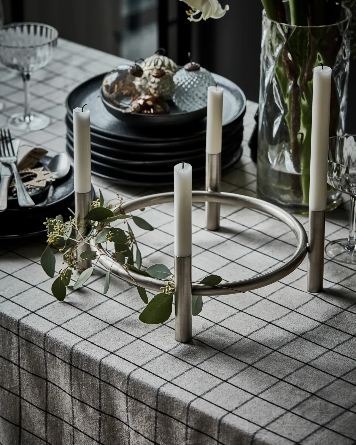 Candelabro Maxi 102 cm, Plata antigua House Doctor