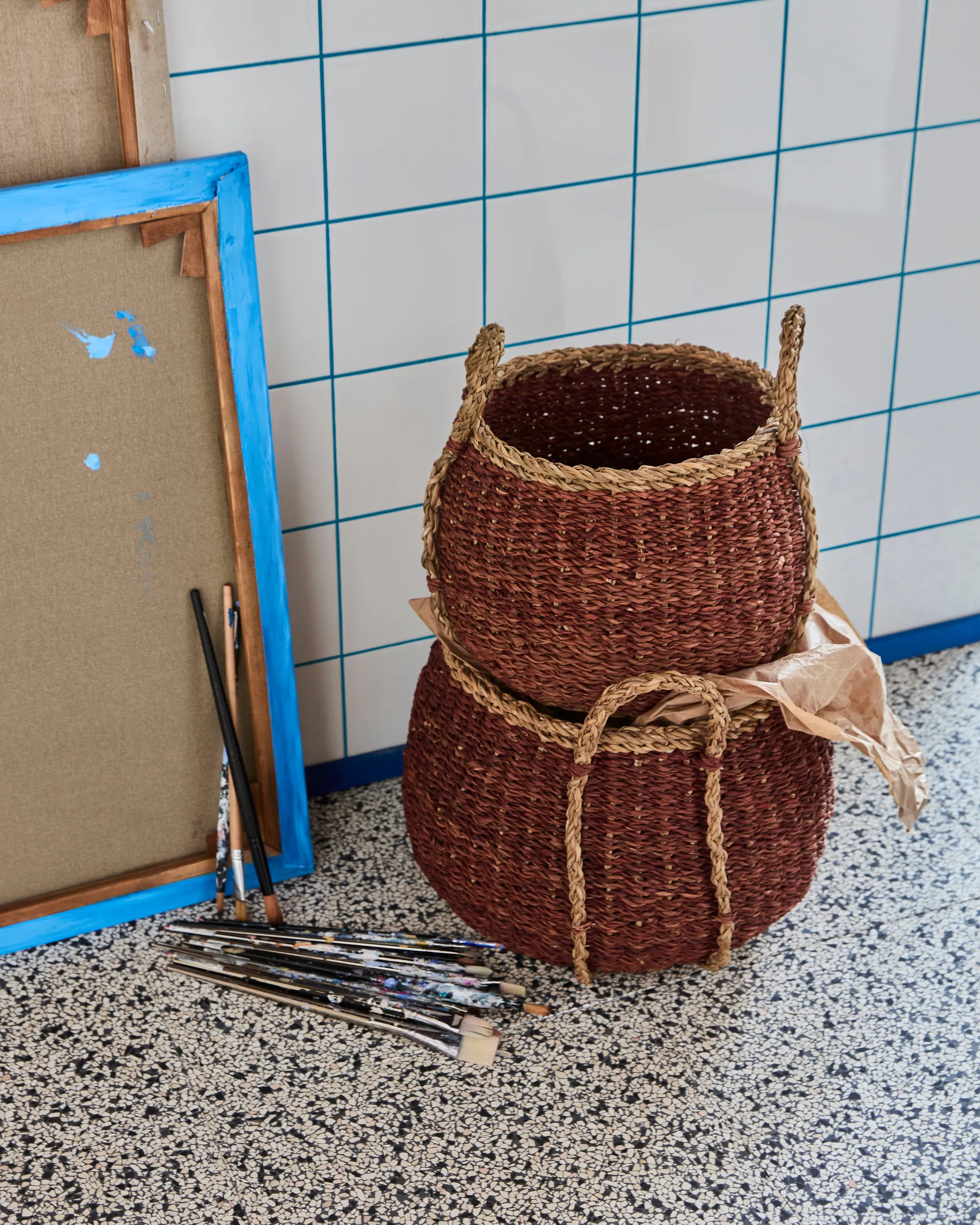 Cesta de almacenamiento Rangi, 2 piezas, Marrón House Doctor