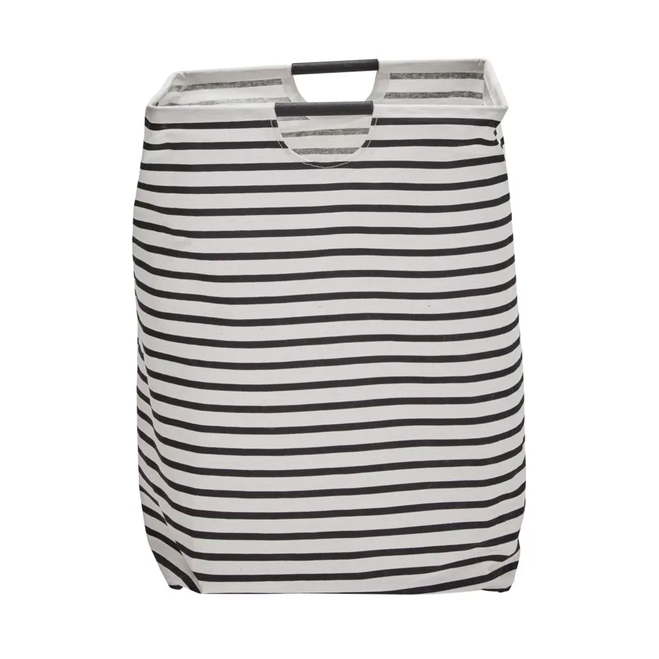 Cesto para la colada Stripes, Blanco - negro House Doctor