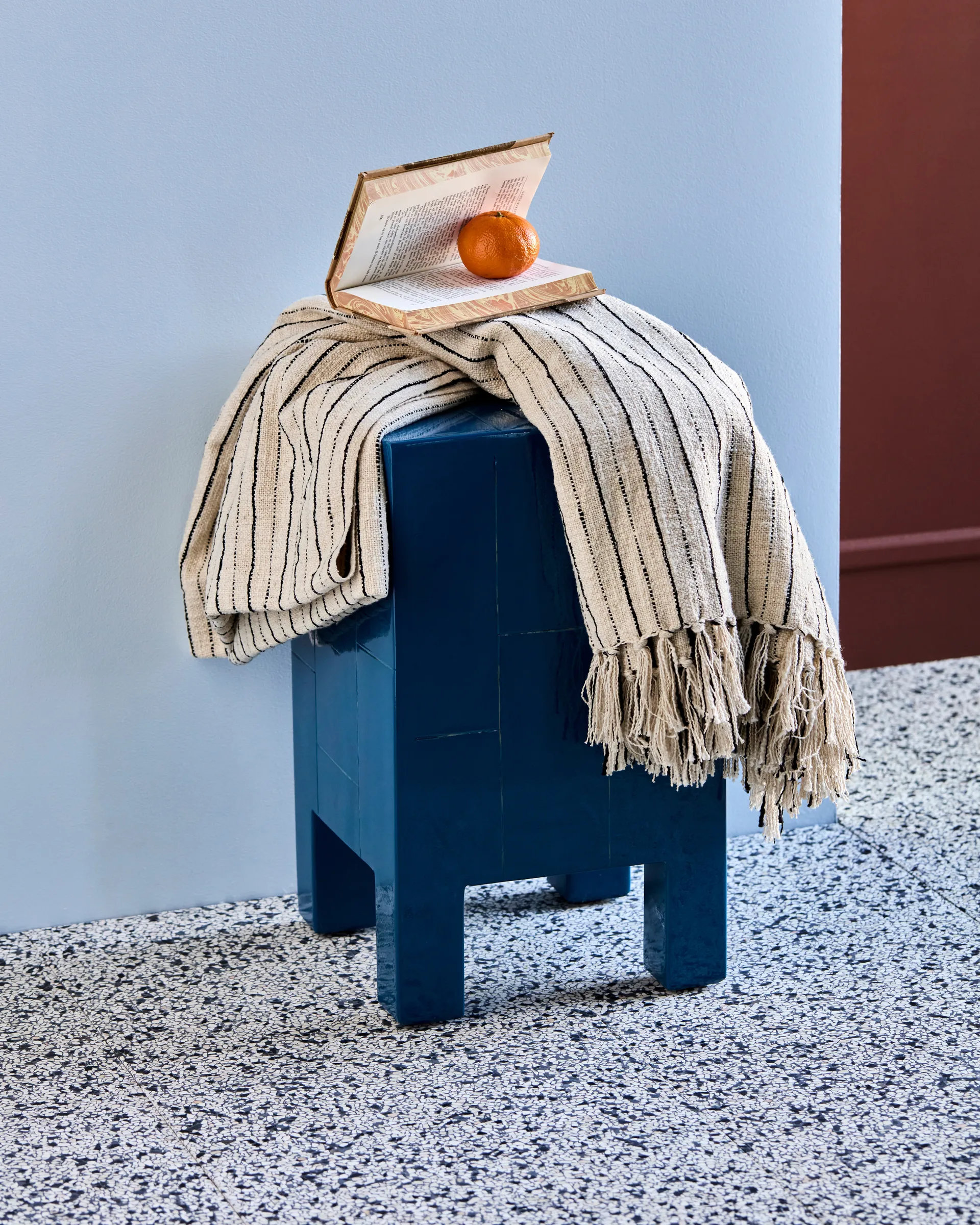 Colcha Lines 130x180 cm, Negro-blanco roto House Doctor