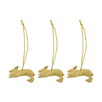 Colgante de Pascua Rabbit, pack de 3 - Latón antiguo - House Doctor