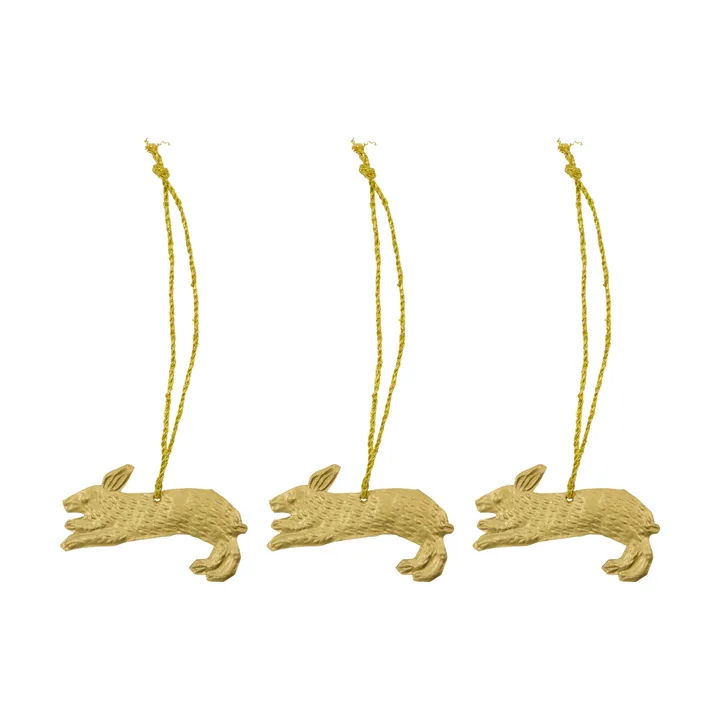 Colgante de Pascua Rabbit, pack de 3 - Latón antiguo - House Doctor