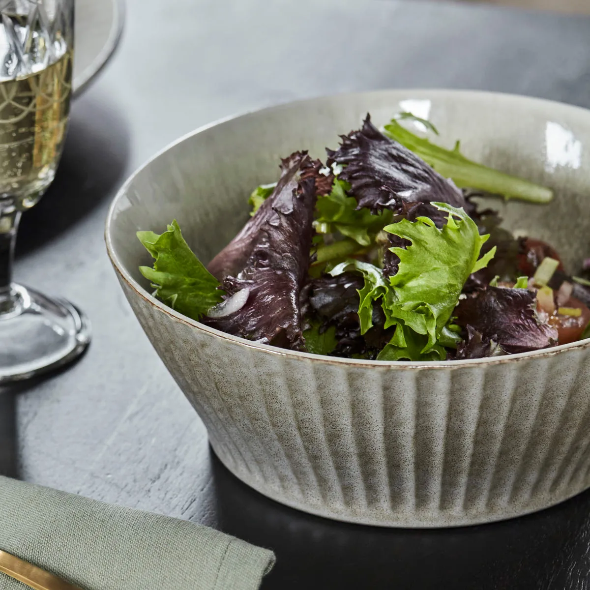 Cuenco Pleat Ø19 cm, Gris-marrón House Doctor