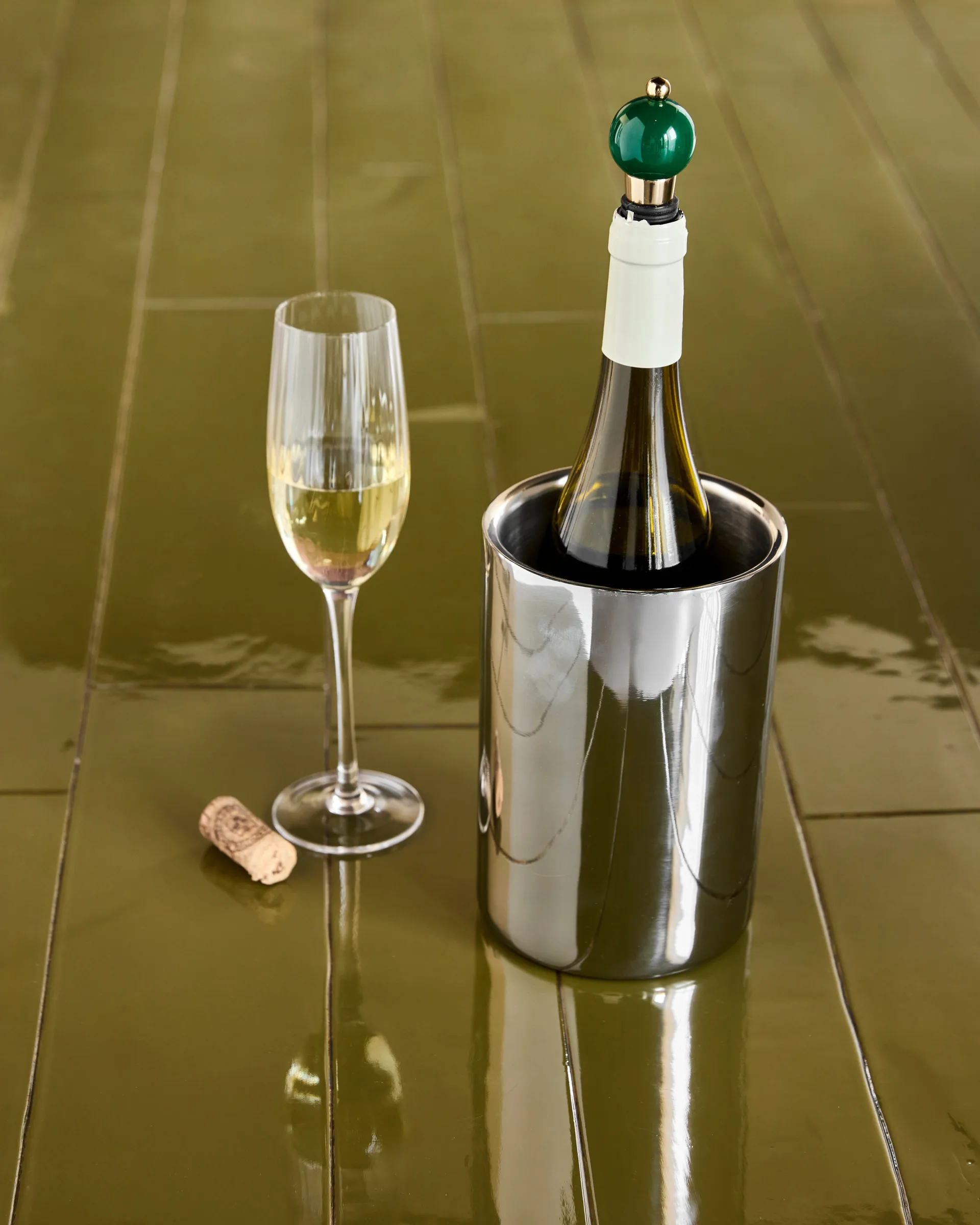 Enfriador de vino Kett  Ø12,5x18 cm, Acabado plateado House Doctor