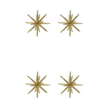 Estrellas para el árbol de Navidad Spike Ø12 cm, 4-pack - Purpurina de latón marrón - House Doctor