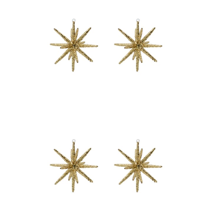 Estrellas para el árbol de Navidad Spike Ø12 cm, 4-pack - Purpurina de latón marrón - House Doctor