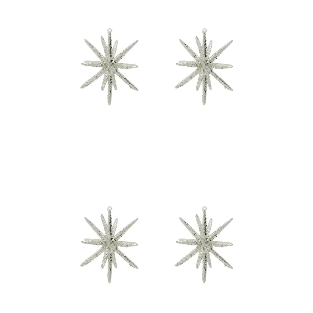 Estrellas para el árbol de Navidad Spike Ø12 cm, 4-pack, Purpurina de latón plateado House Doctor