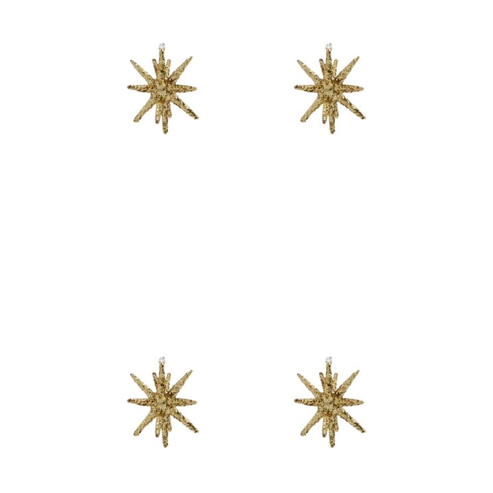 Estrellas para el árbol de Navidad Spike Ø7,5 cm, 4-pack - Purpurina de latón marrón - House Doctor