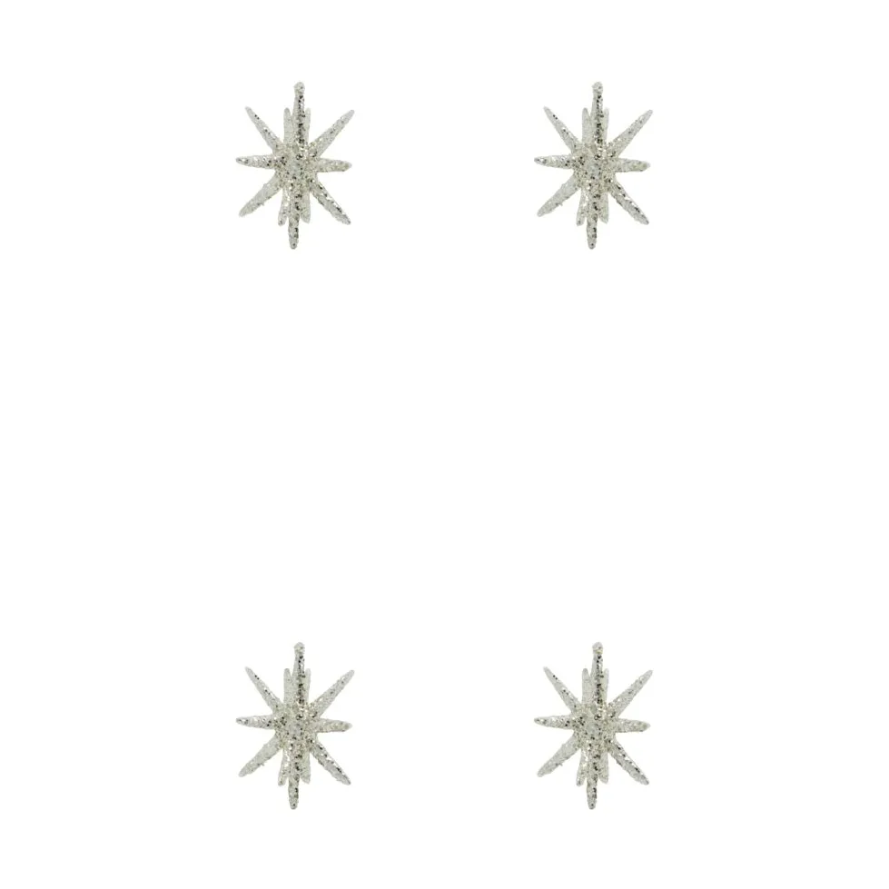 Estrellas para el árbol de Navidad Spike Ø7,5 cm, 4-pack, Purpurina de latón plateado House Doctor