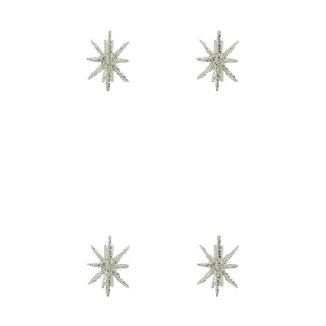 Estrellas para el árbol de Navidad Spike Ø7,5 cm, 4-pack - Purpurina de latón plateado - House Doctor