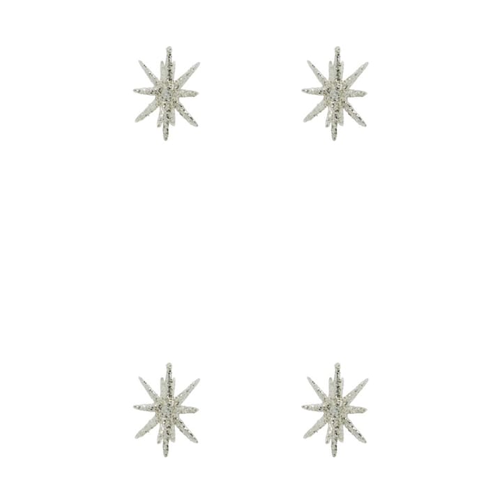 Estrellas para el árbol de Navidad Spike Ø7,5 cm, 4-pack - Purpurina de latón plateado - House Doctor