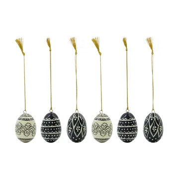 Huevos de Pascua Deco 5 cm, 6 piezas - Black-offwhite - House Doctor