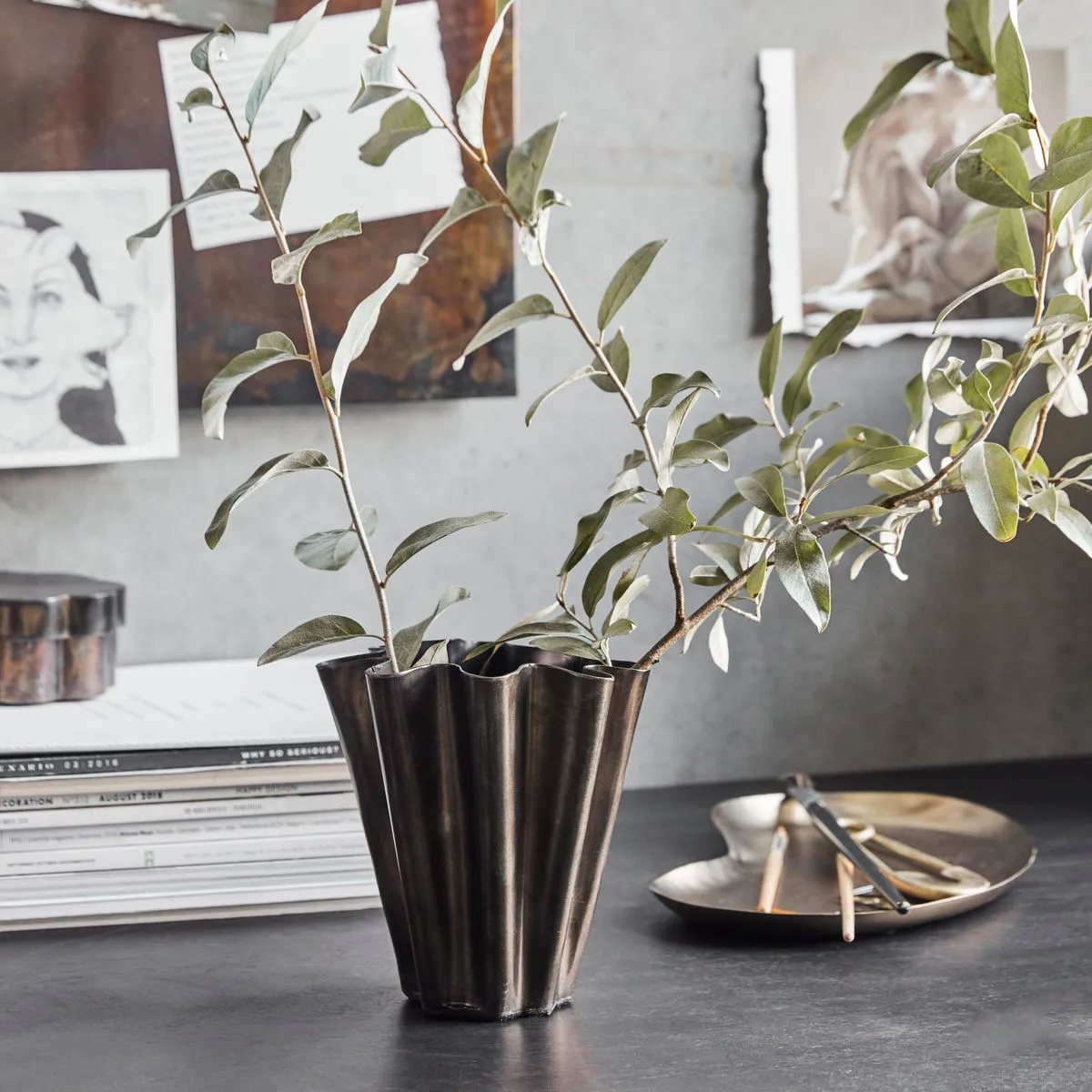 Jarrón Flood 13 cm, Marrón antiguo House Doctor