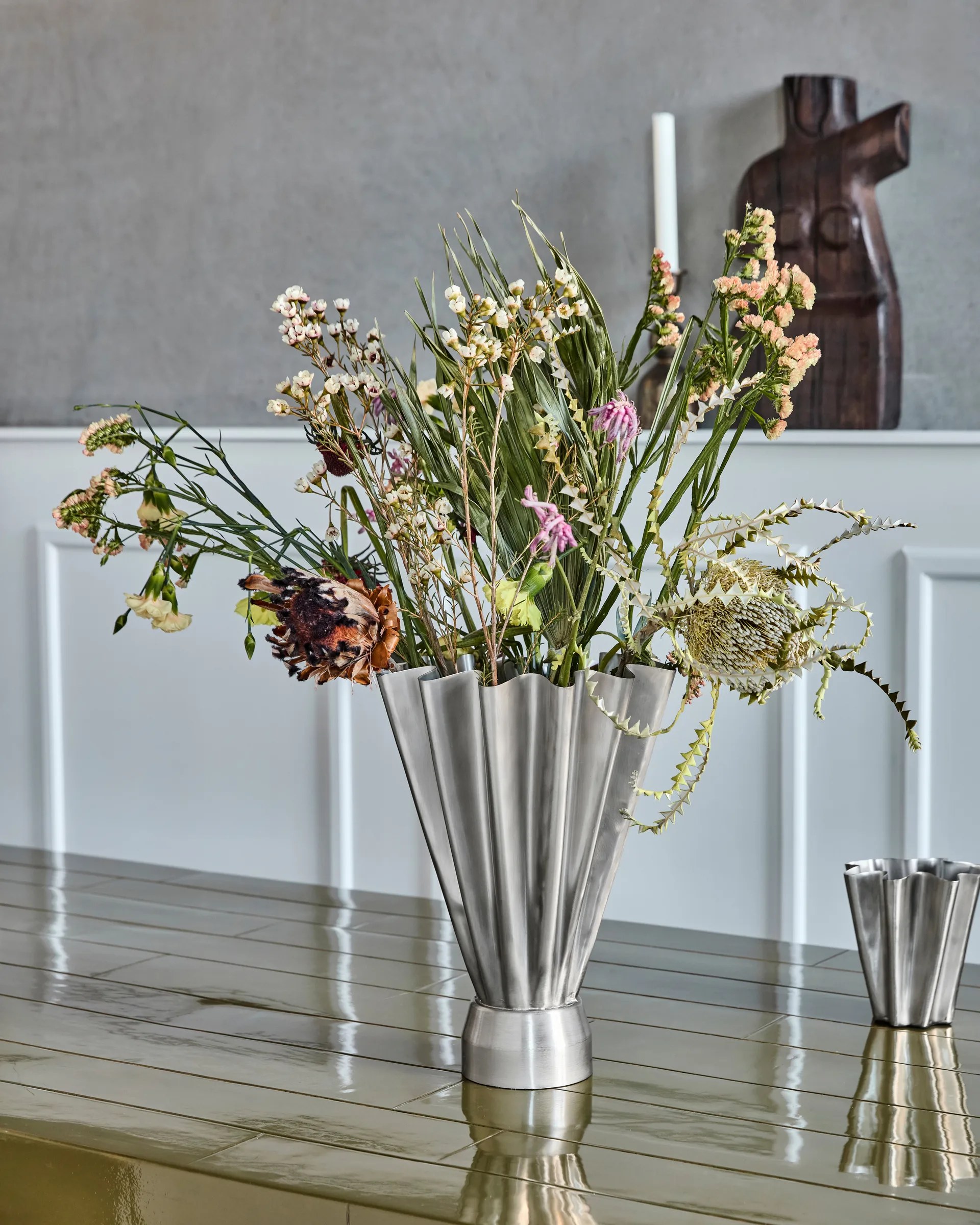 Jarrón Flood Ø23 cm, Plata cepillada House Doctor