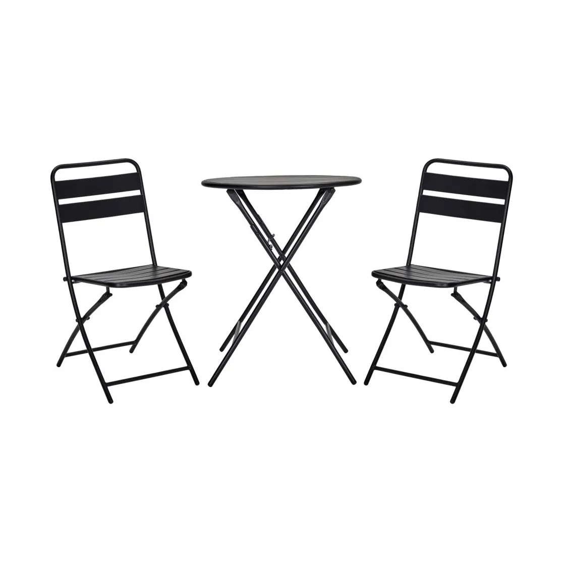 Juego de mesa y dos sillas Helo, Negro House Doctor