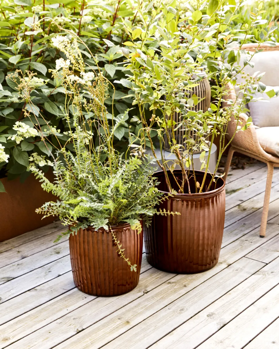 Maceta Groove 2 piezas small, Marrón House Doctor