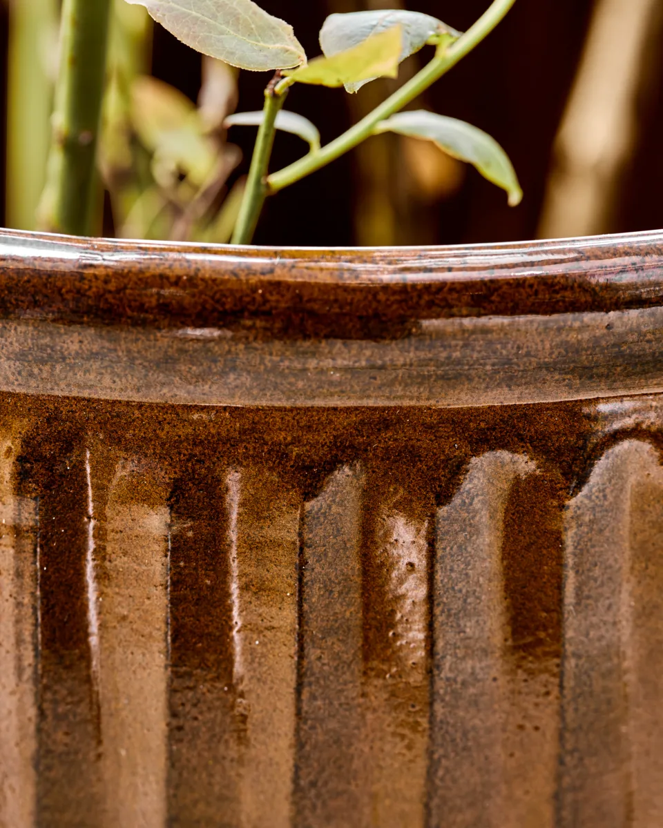 Maceta Groove 2 piezas small, Marrón House Doctor