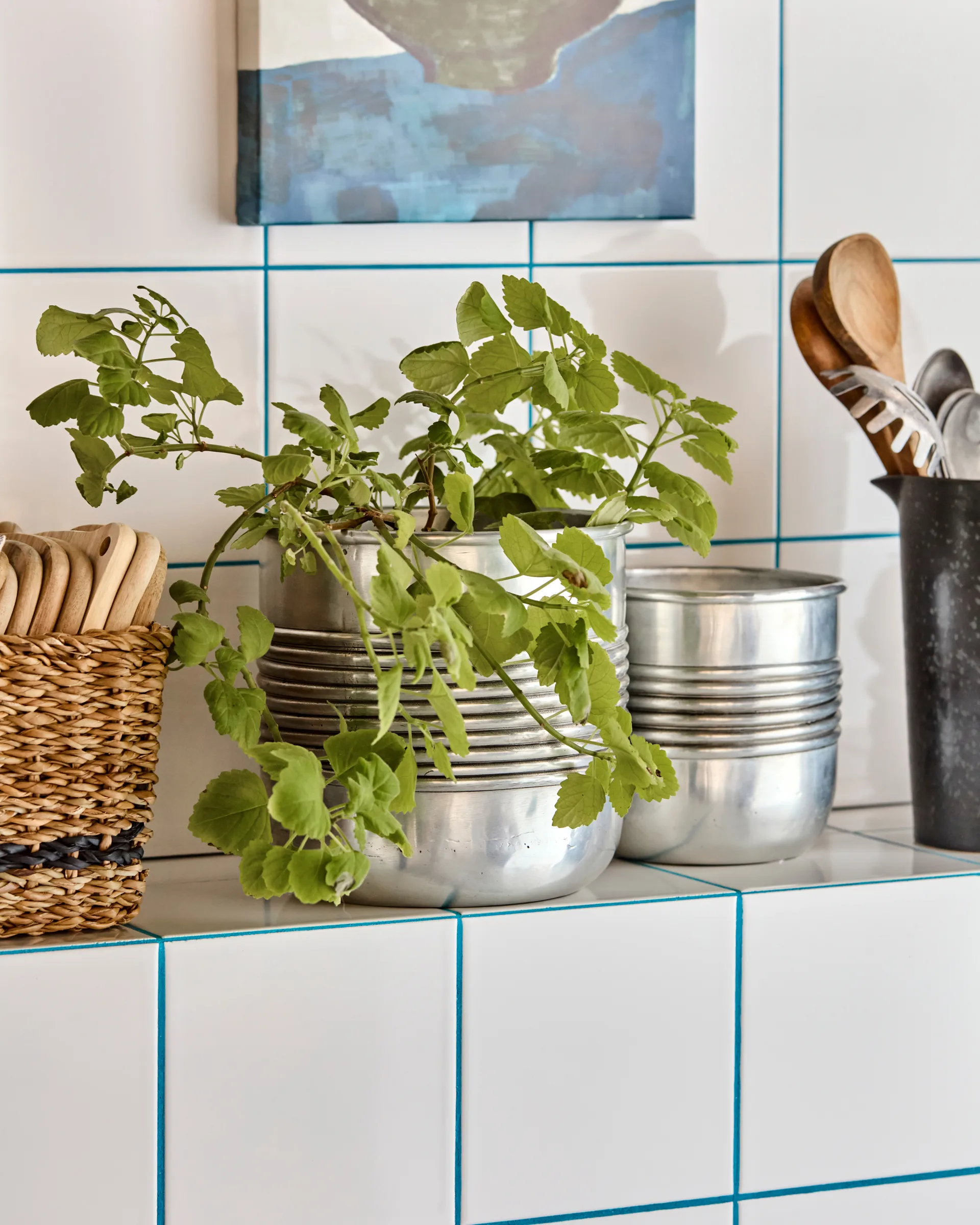 Maceta Groove de aluminio, 2 piezas, Acabado en plata antigua House Doctor