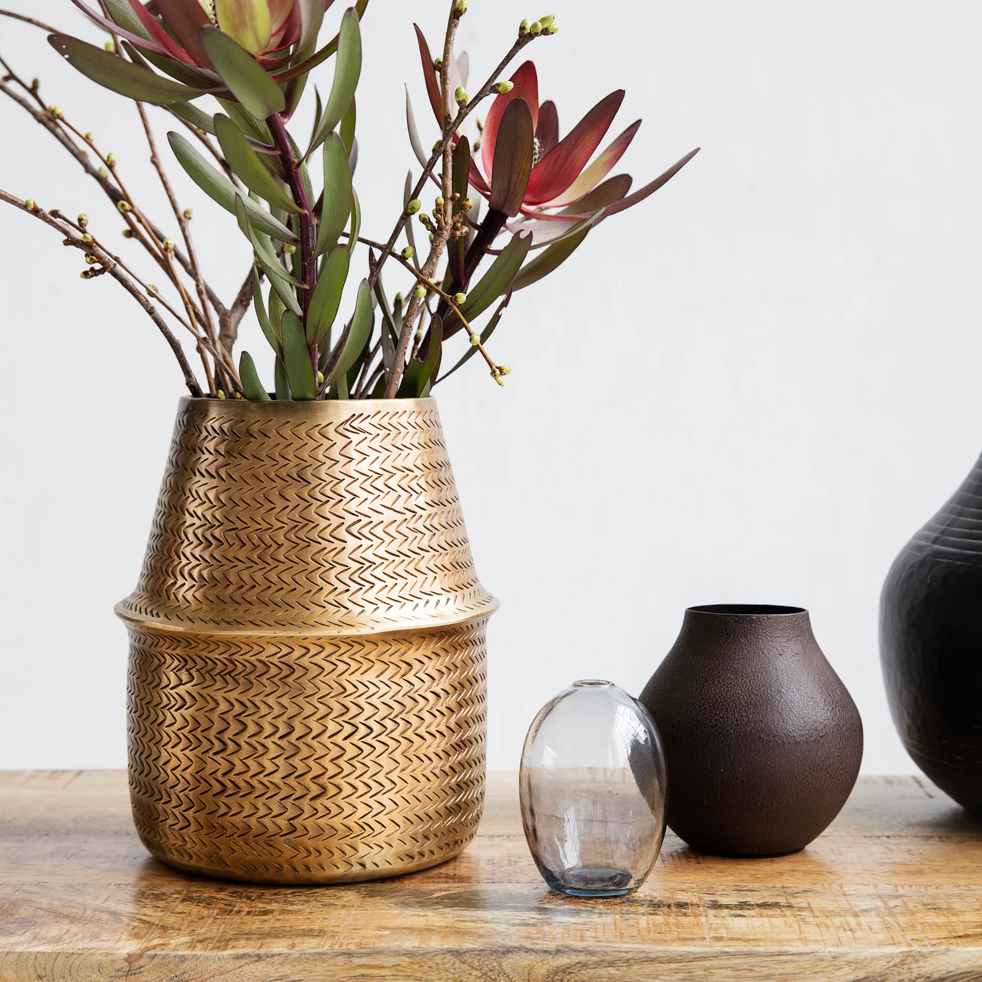 Maceta Rattan Ø19 cm, latón House Doctor