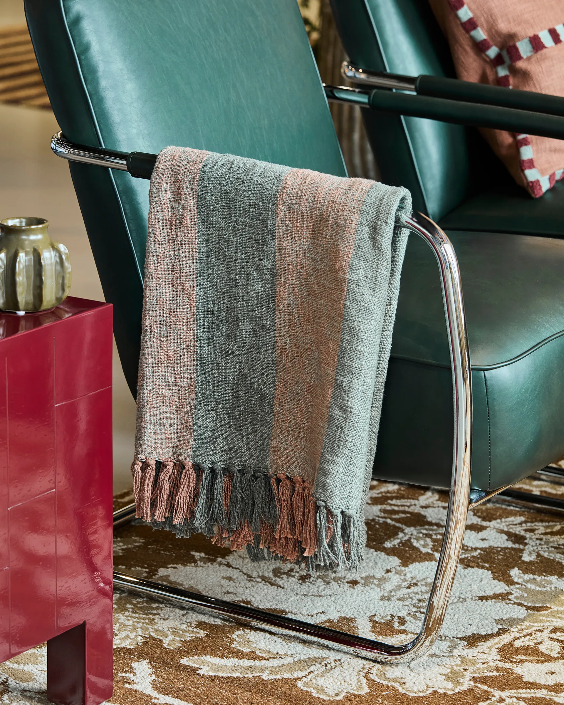 Manta Ponra 130x180 cm, Caqui-Rojo quemado House Doctor