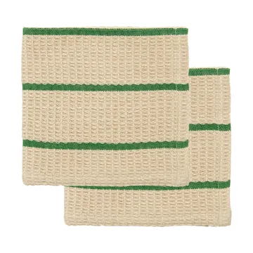 Paño de cocina Rena - Arena-verde, 30x30 cm, pack de 2 - House Doctor