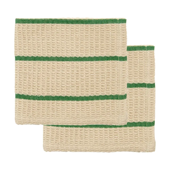 Paño de cocina Rena - Arena-verde, 30x30 cm, pack de 2 - House Doctor