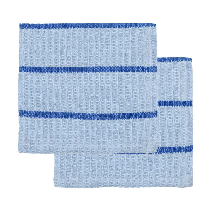 Paño de cocina Rena - Azul claro-azul, 30x30 cm, pack de 2 - House Doctor