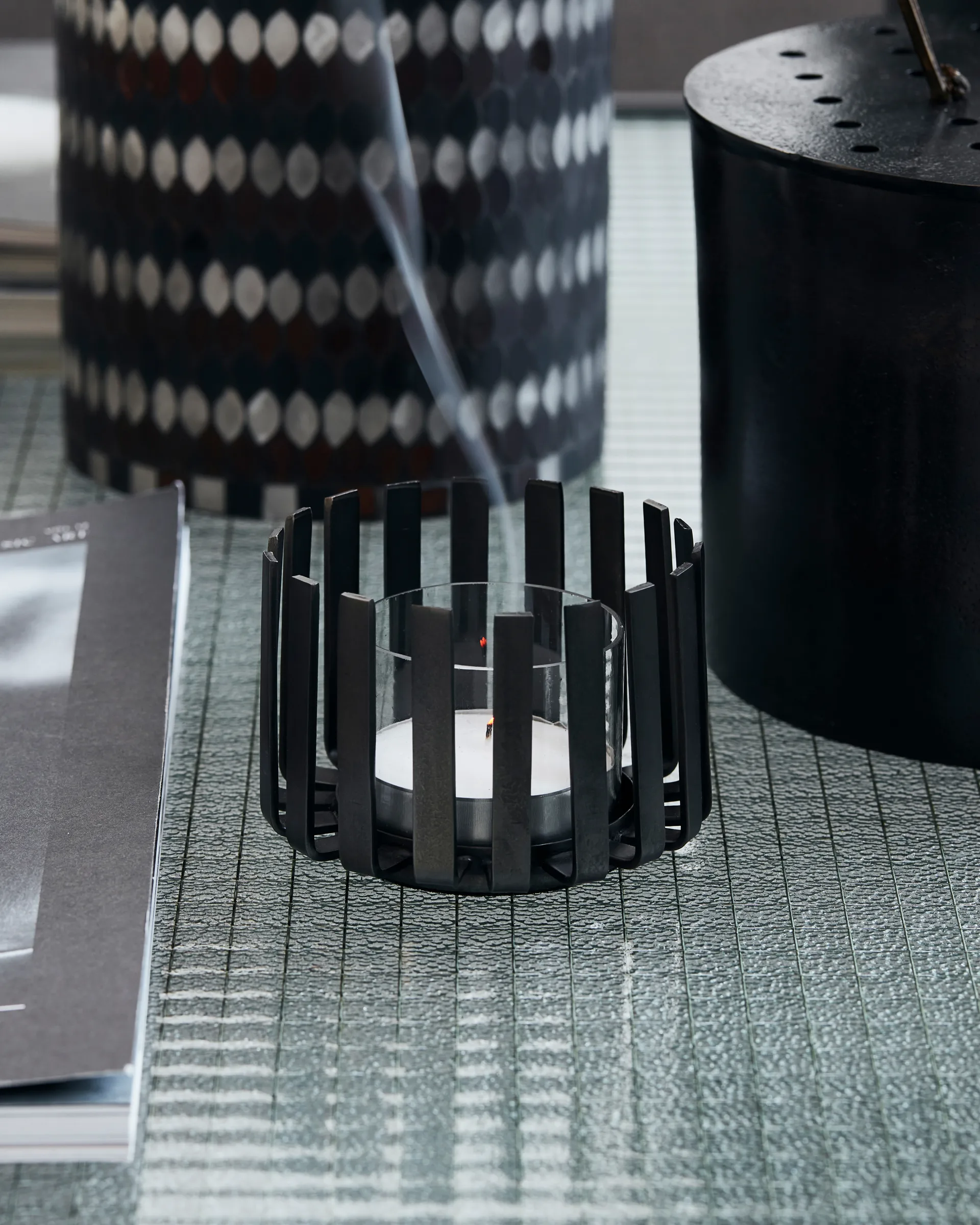 Portavelas Bars Ø10 cm, negro House Doctor