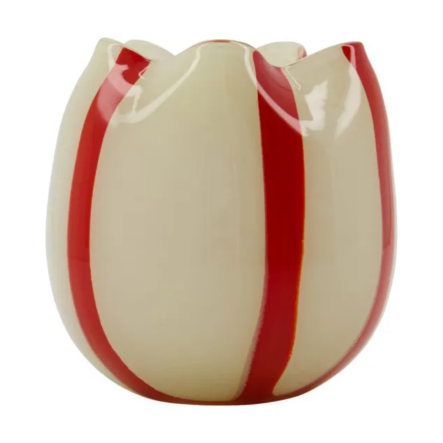Portavelas Gula Ø15 cm, Blanco-rojo House Doctor