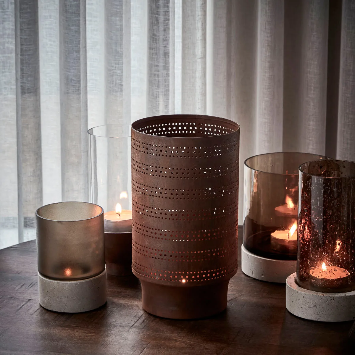 Portavelas Kutu Ø15 cm, Rojo quemado House Doctor