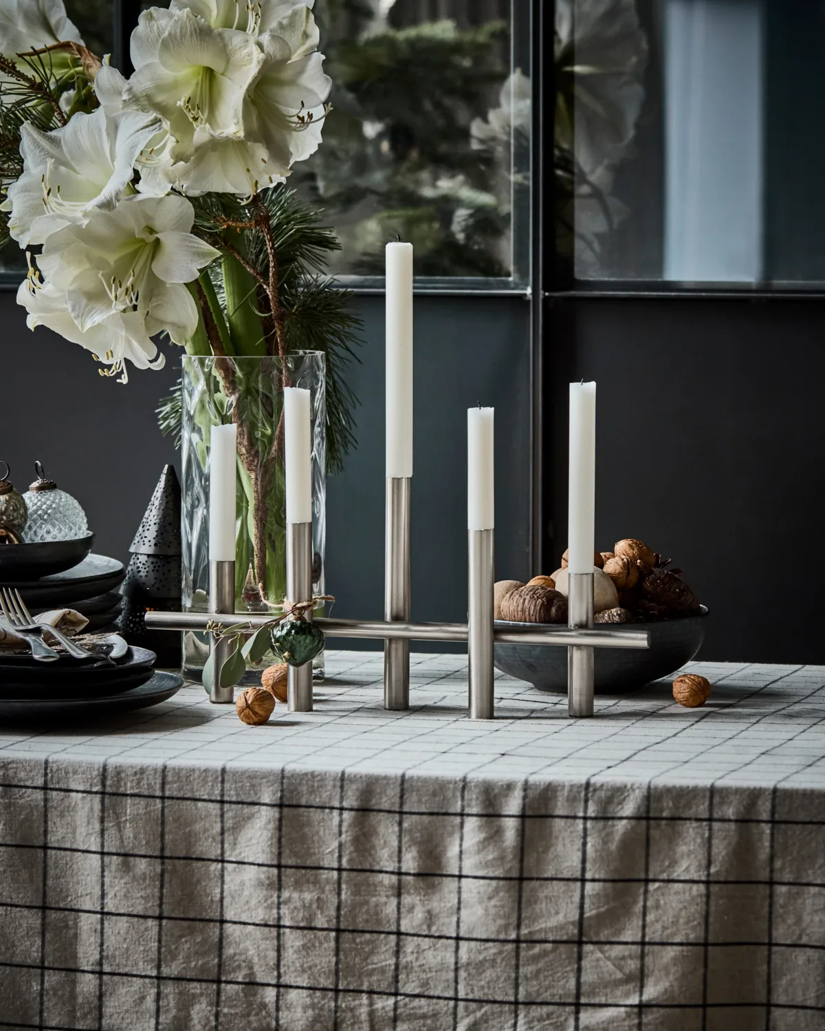 Portavelas Maxi 45 cm, Plata antigua House Doctor