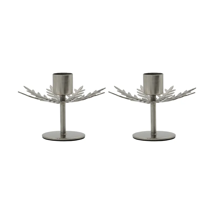 Portavelas Snowflake, pack de 2 - Acabado en plata - House Doctor