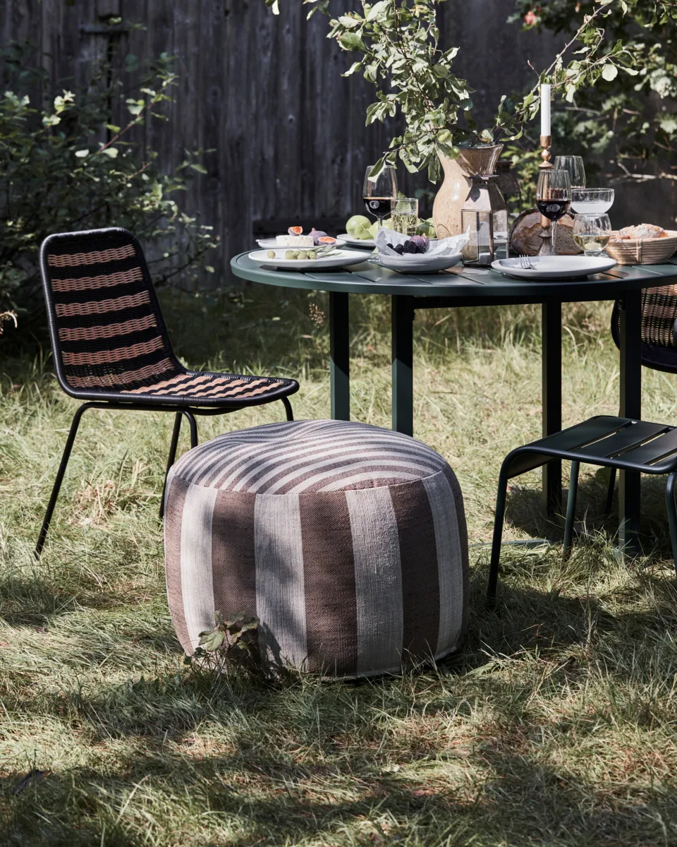 Puff Alfo Ø60x40 cm, Marrón-blanco House Doctor