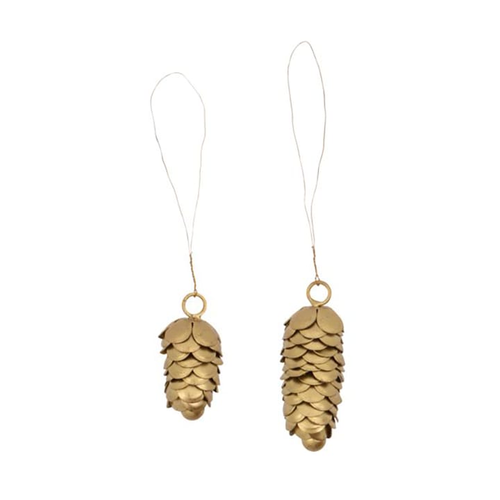 Set de 2 adornos para árbol de navidad Cone Ø6,5 cm - Dorado - House Doctor