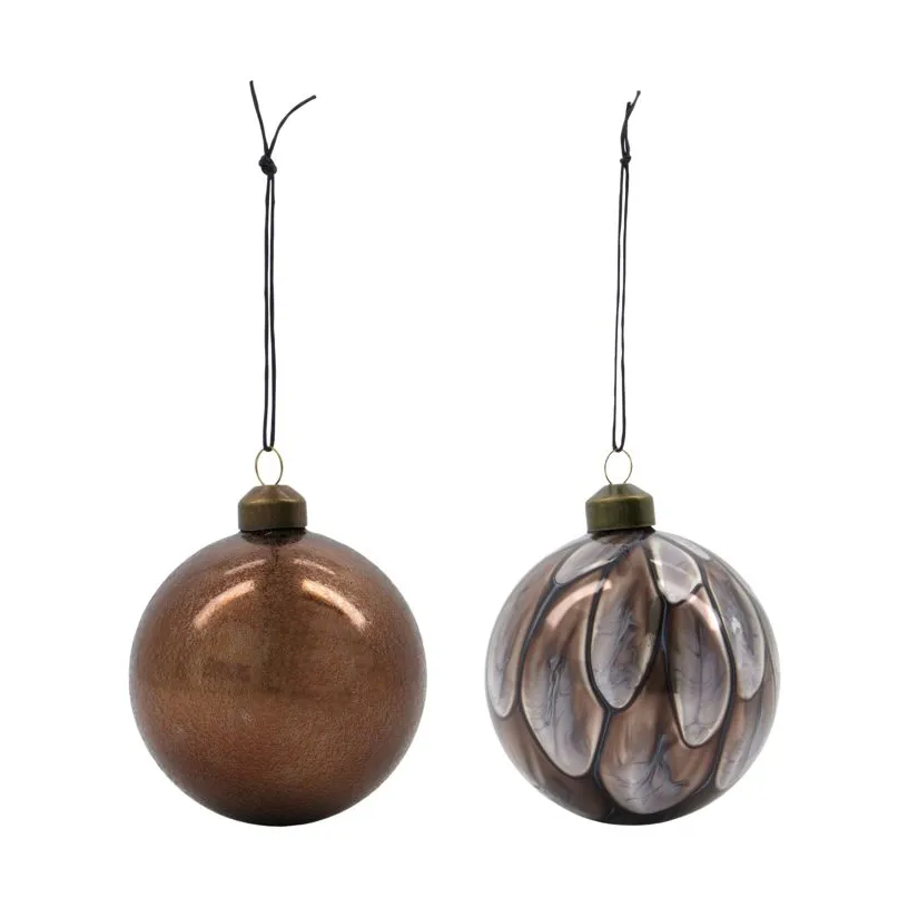 Set de 2 bolas para árbol de navidad Runy Ø8 cm, Marrón House Doctor