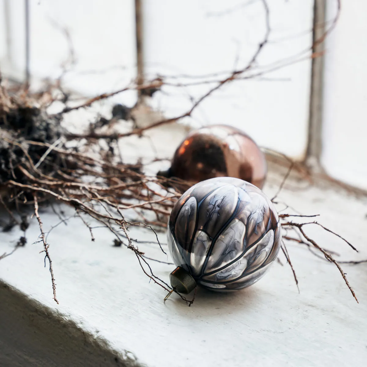 Set de 2 bolas para árbol de navidad Runy Ø8 cm, Marrón House Doctor