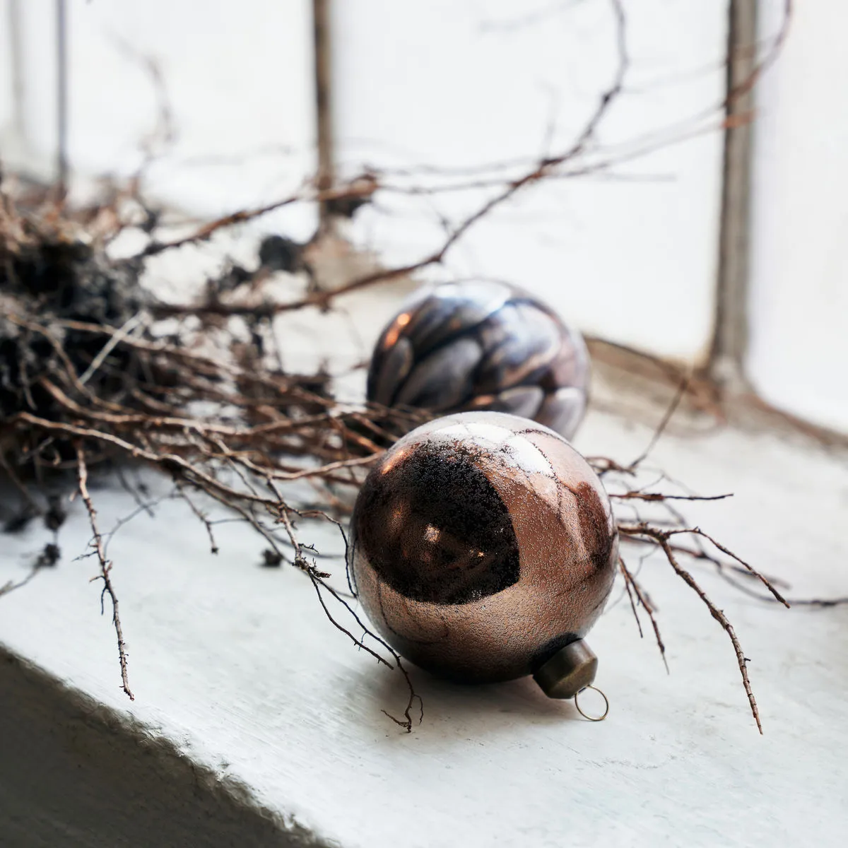 Set de 2 bolas para árbol de navidad Runy Ø8 cm, Marrón House Doctor