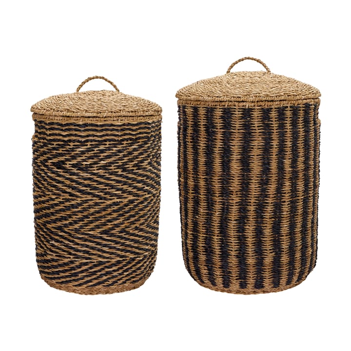 Set de 2 cestos para ropa sucia Cesto   - Natural-negro - House Doctor