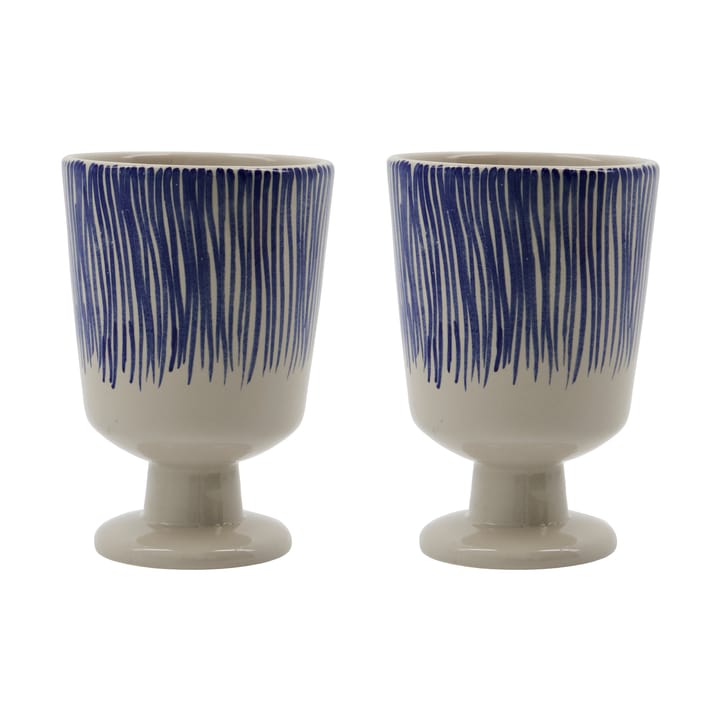 Set de 2 tazas Diva con pie 25 cl - Blanco roto-Azul - House Doctor