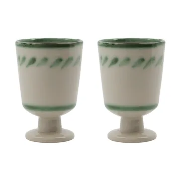Set de 2 tazas Diva con pie 25 cl - Blanco roto-Verde - House Doctor