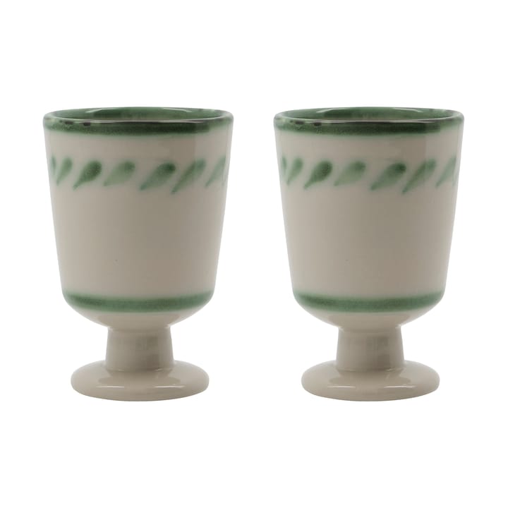 Set de 2 tazas Diva con pie 25 cl - Blanco roto-Verde - House Doctor