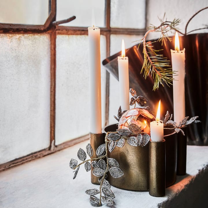 Set de 3 Adornos para árbol de navidad Pearl muérdago, Gris-oro House Doctor