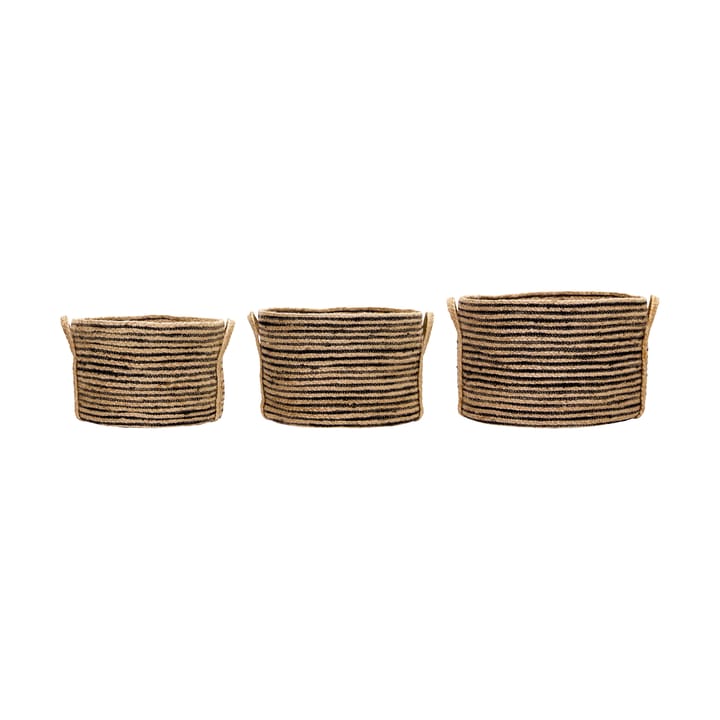 Set de 3 cestas bajas de almacenamiento Dungi  - Negro-natural - House Doctor