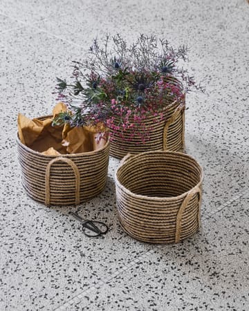Set de 3 cestas bajas de almacenamiento Dungi  - Negro-natural - House Doctor