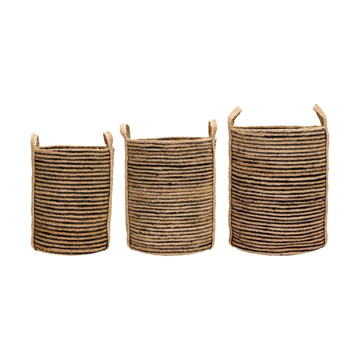 Set de 3 cestas de almacenamiento Dungi - Negro-natural - House Doctor