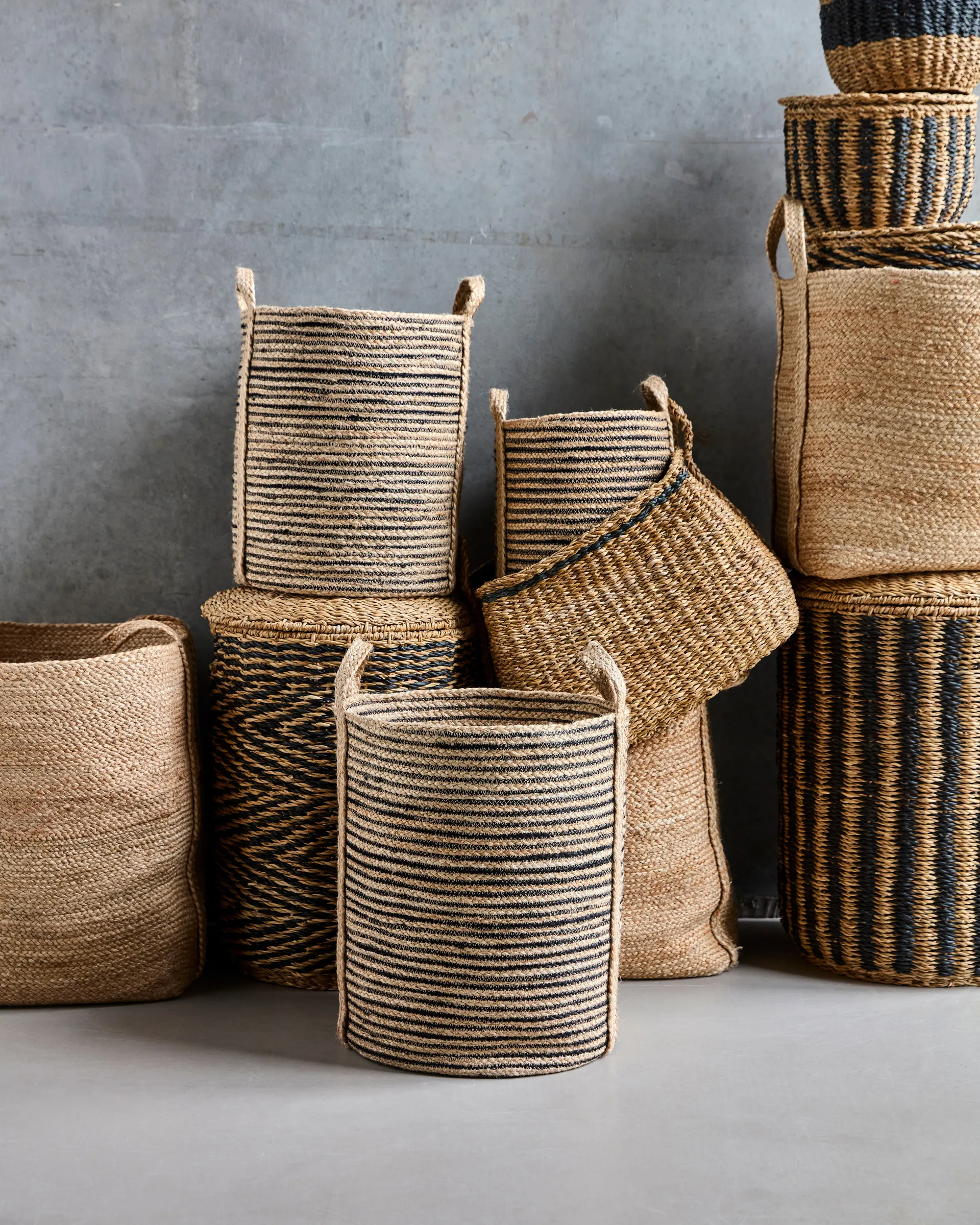 Set de 3 cestas de almacenamiento Dungi, Negro-natural House Doctor