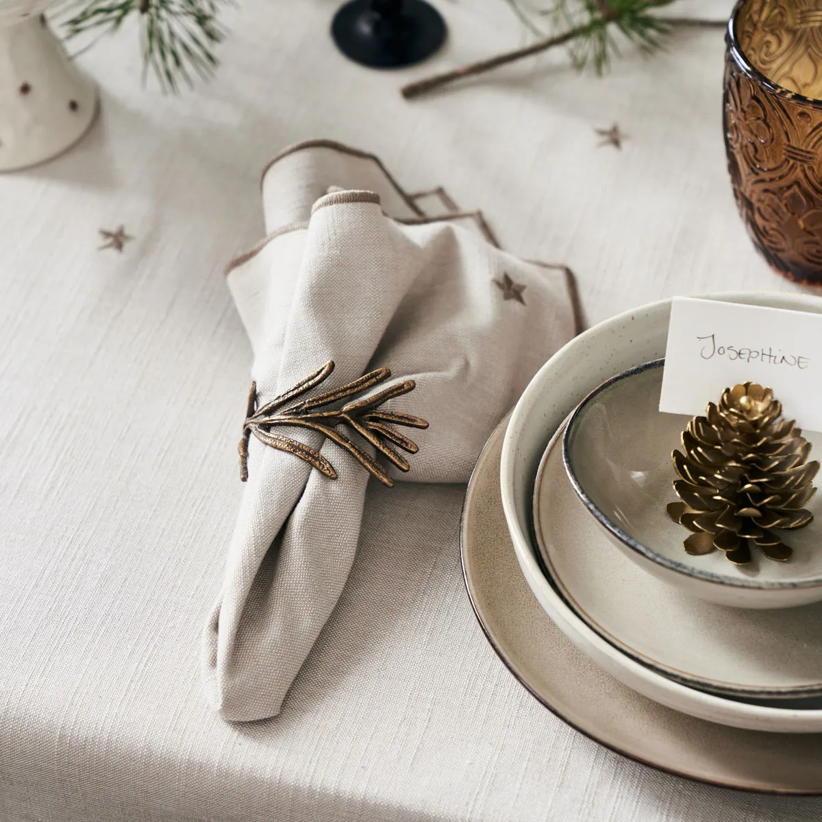 Set de 4 servilletas de tela Twinkle 40x40 cm, Taupe House Doctor