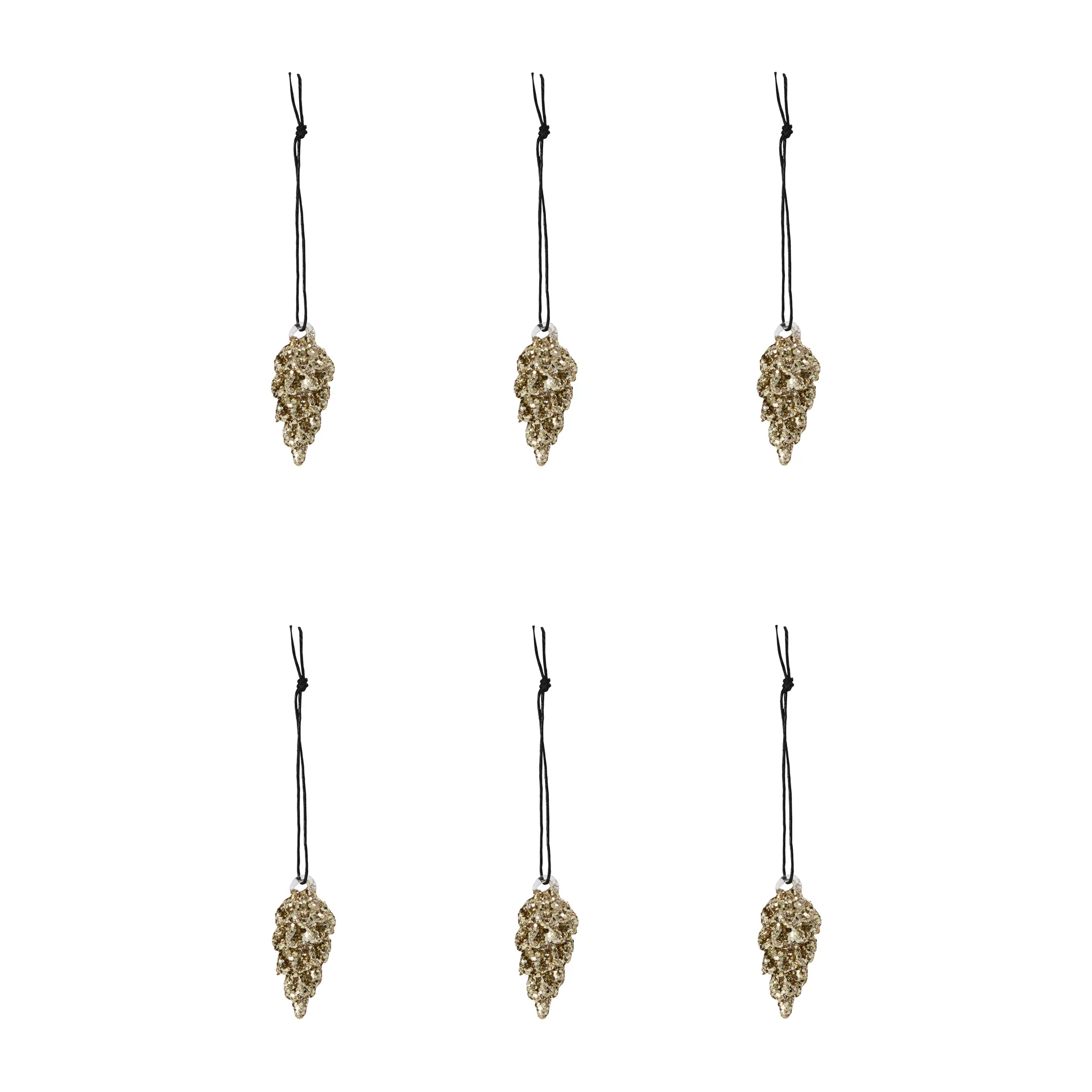 Set de 6 colgantes de navidad Cone 5,5 cm, Dorado House Doctor